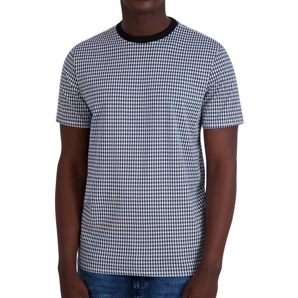 Karl Lagerfeld Black and White Houndstooth Short Sleeve Tee